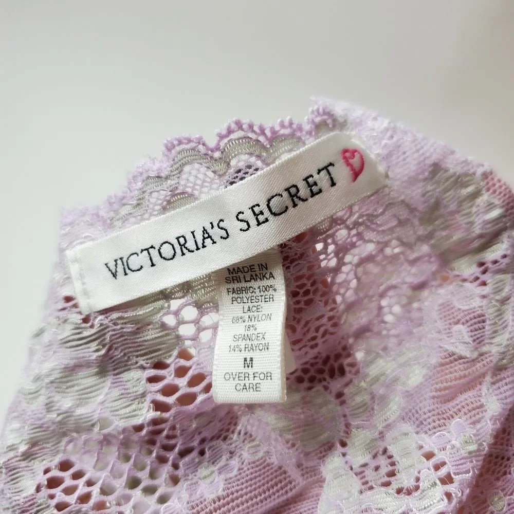 Vintage 00s Y2K Purple Lavender Green Floral Lace Victoria's Secret Bandeau Sz M - Picture 3 of 3